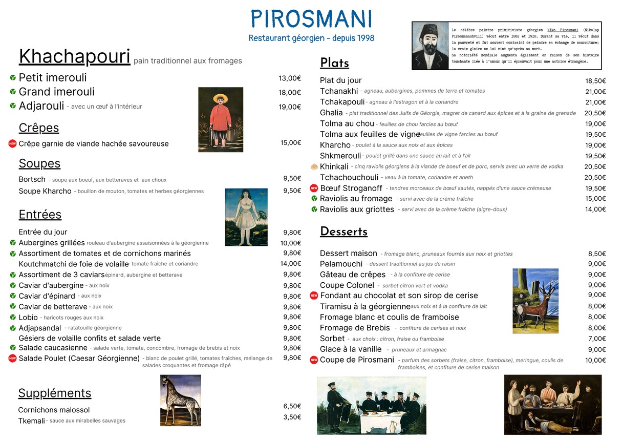 Pirosmani Restaurant menu 1