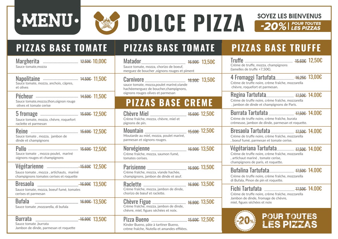 Dolce Pizza menu 1