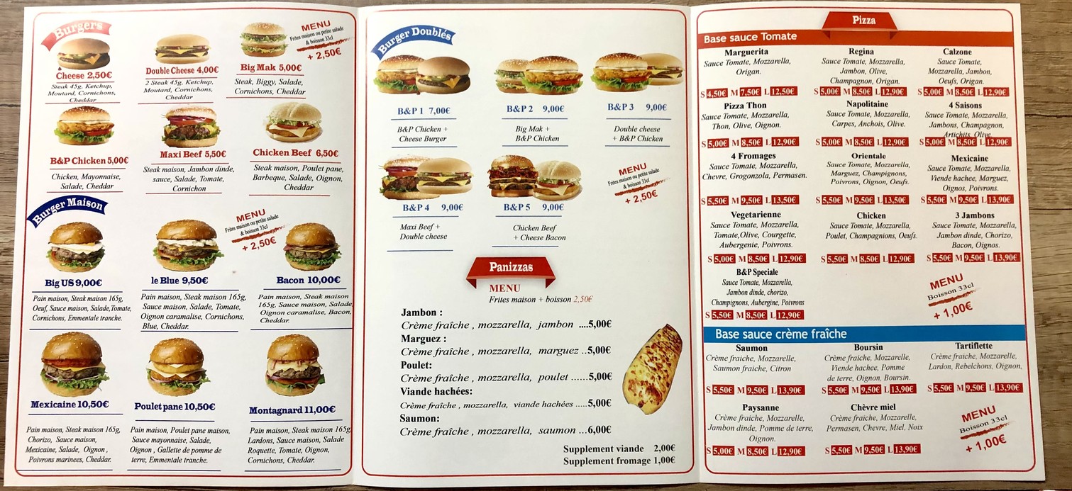 Burg & Pizz menu 2
