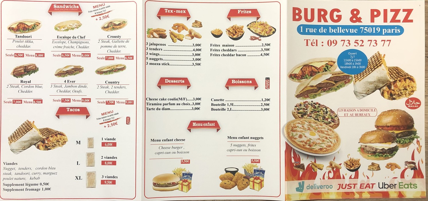 Burg & Pizz menu 3