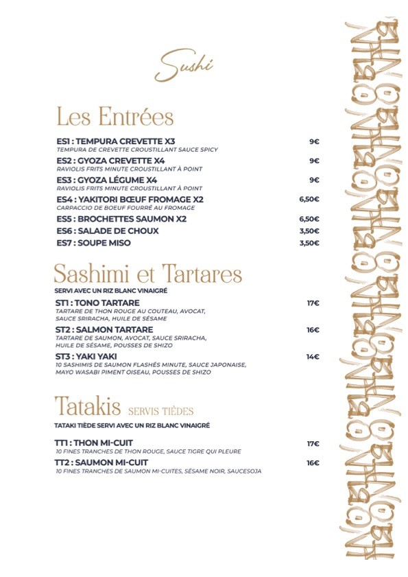 Obun restaurant menu 1