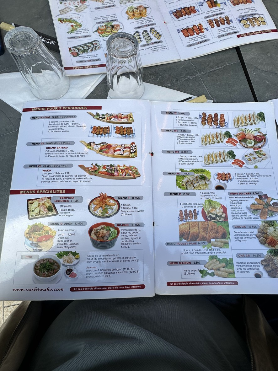 SUSHI WAKO Puteaux menu 2