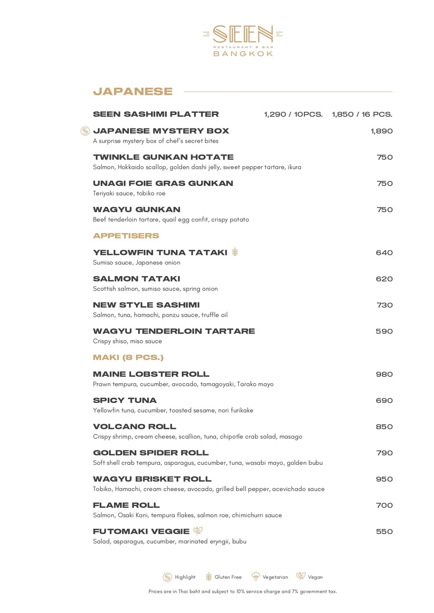 SEEN Restaurant & Bar Bangkok menu 2