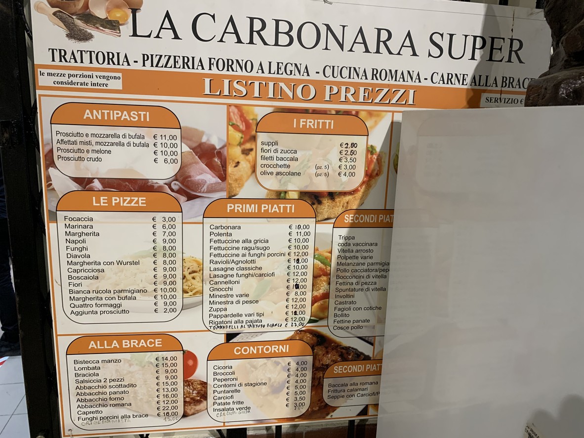 The Gold Carbonara menu 1