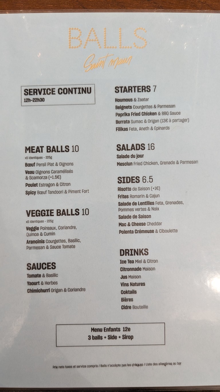 LE GRAND BALLS menu 1