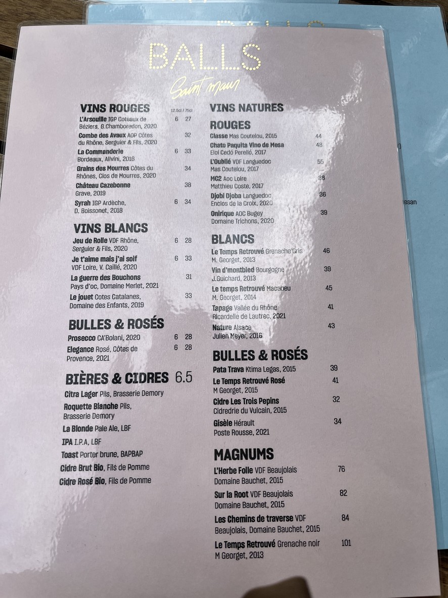 LE GRAND BALLS menu 2