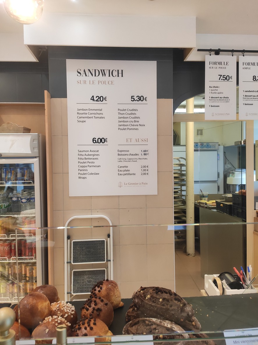 Le Grenier à Pain Losserand menu 1