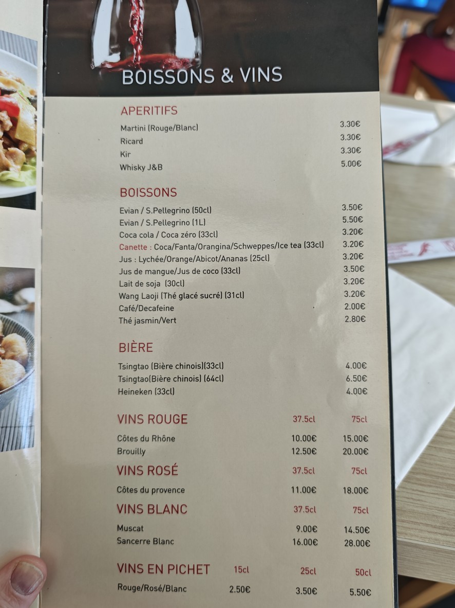 Alai Nouilles menu 3