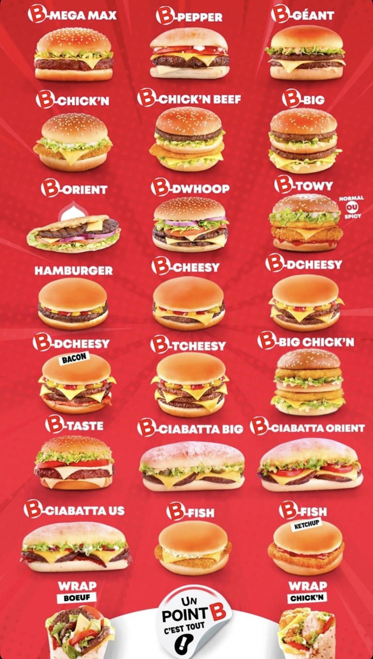 POINT B Aubervilliers menu 4