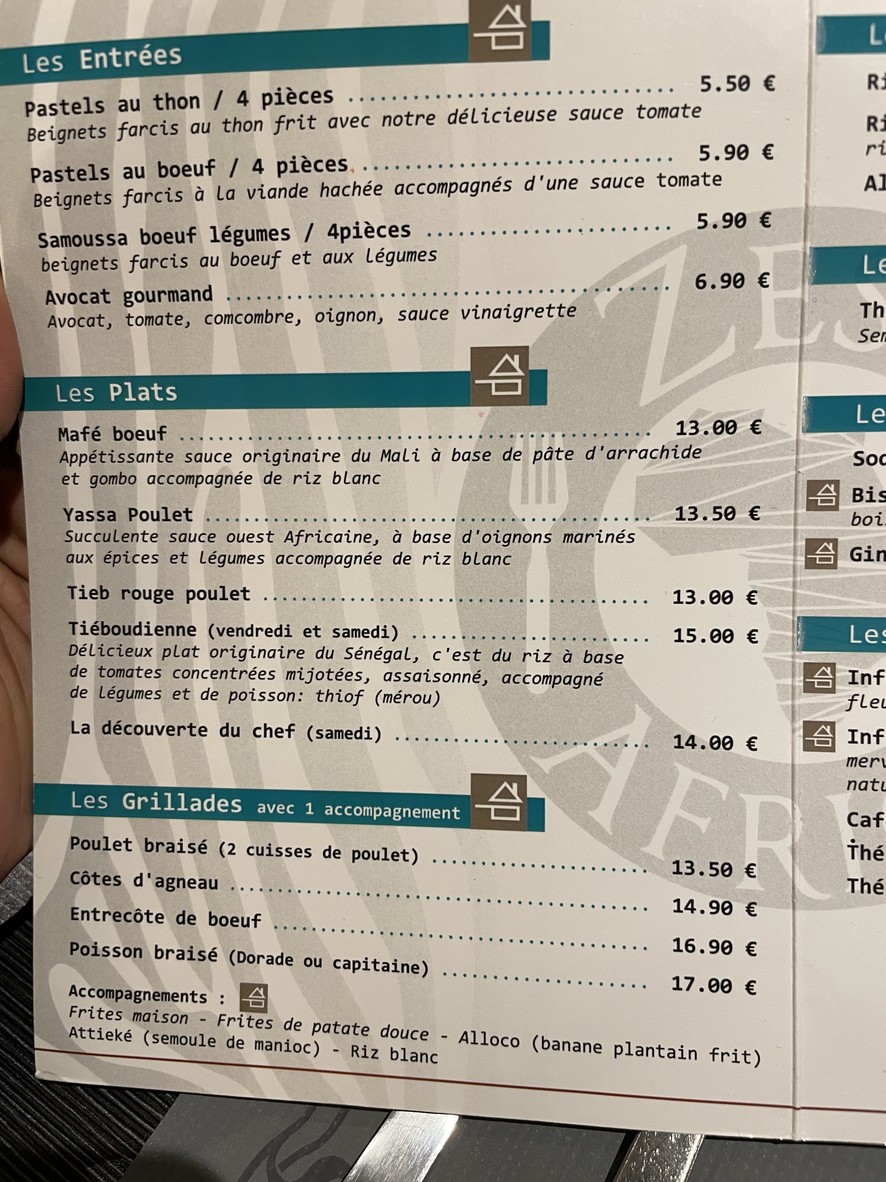 ZEST'AFRICA menu 1