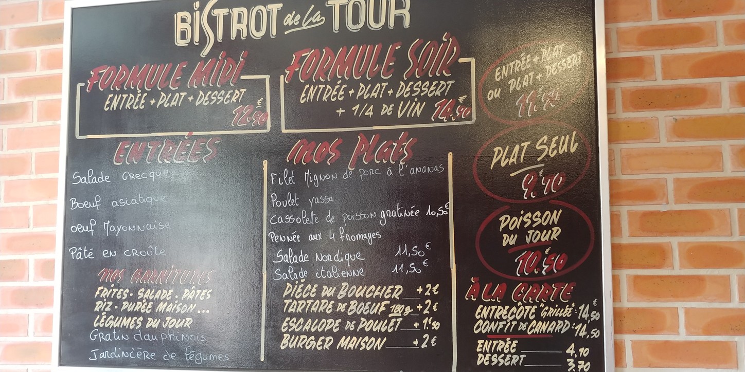 Bistrot de la Tour menu 2