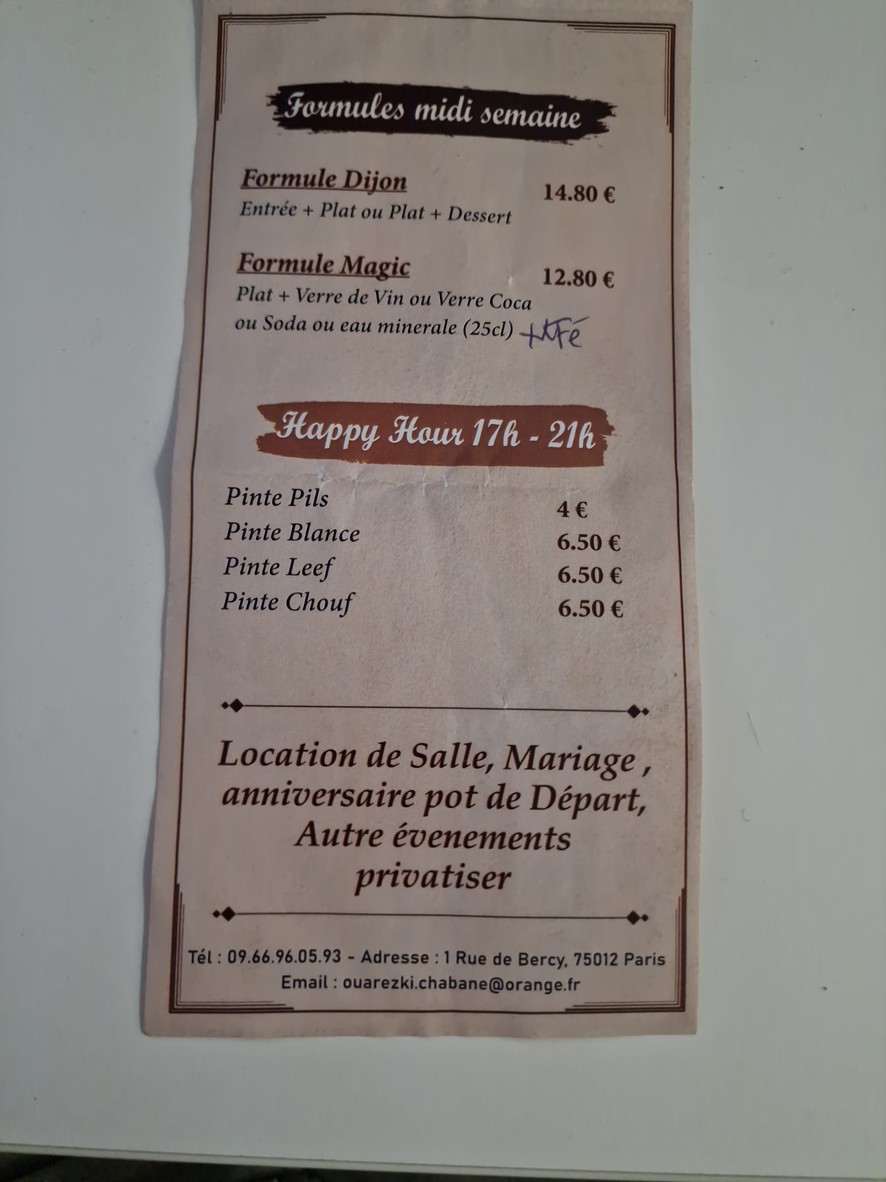 Le Dijon menu 2