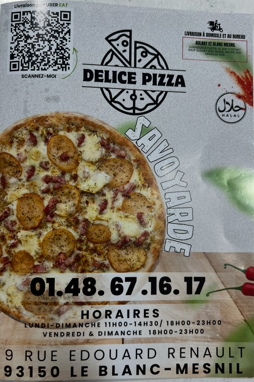 Delice Pizza menu 1
