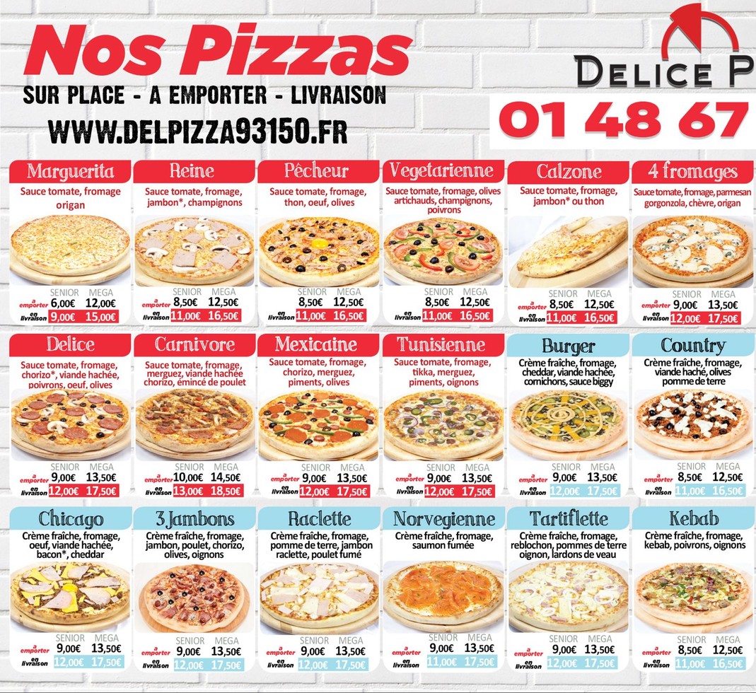 Delice Pizza menu 2