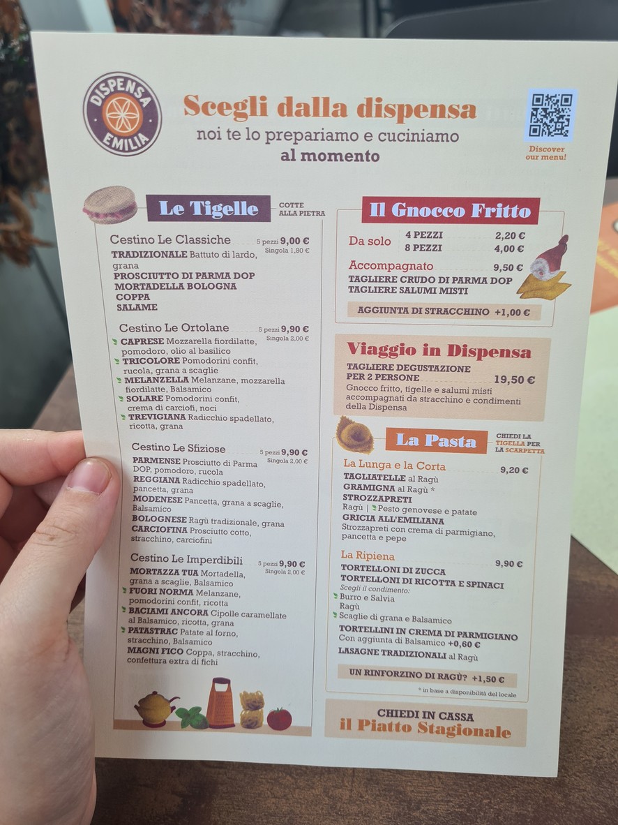 Dispensa Emilia Porta di Roma menu 1
