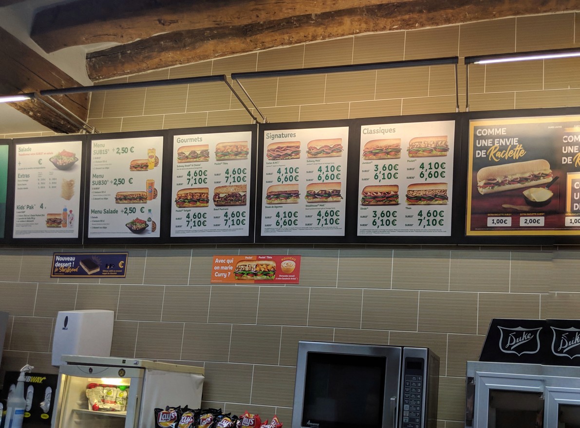 Subway menu 1