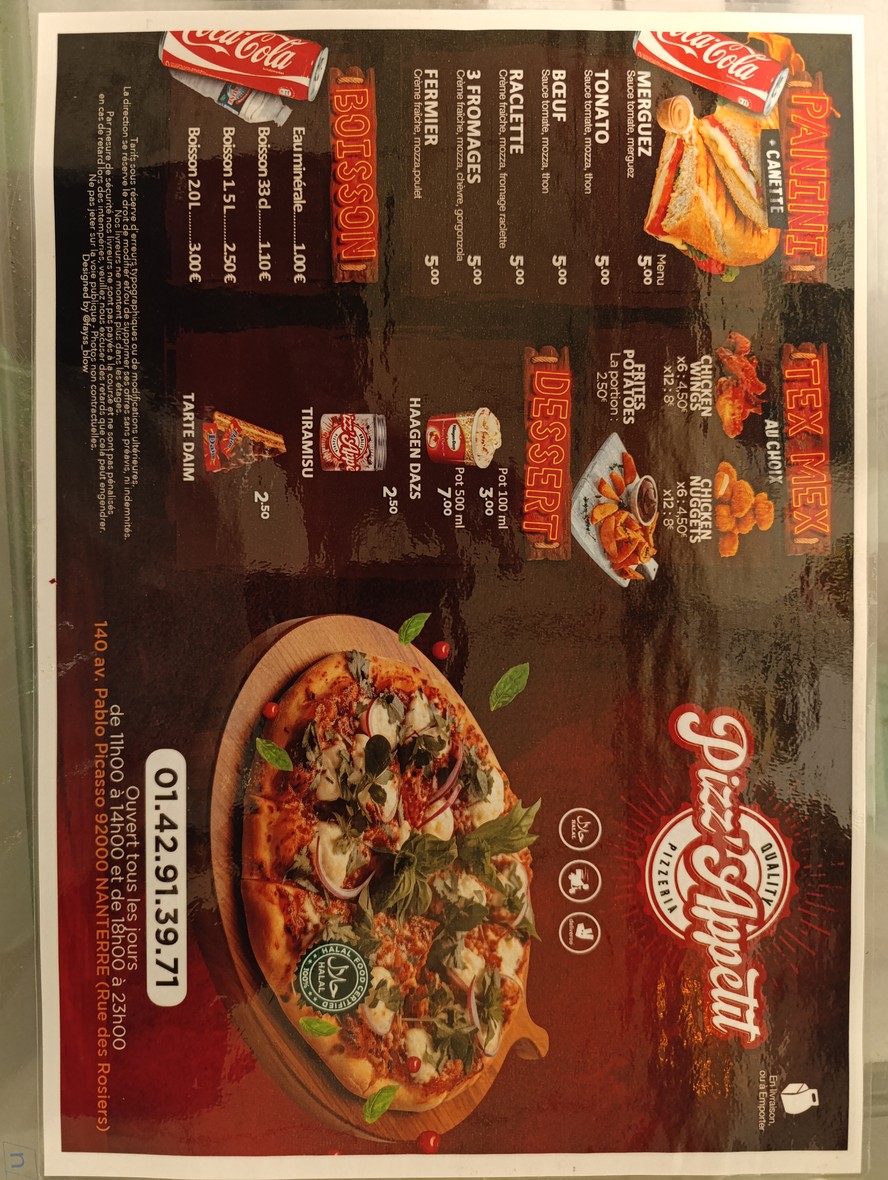 PIZZ'APPETIT menu 1