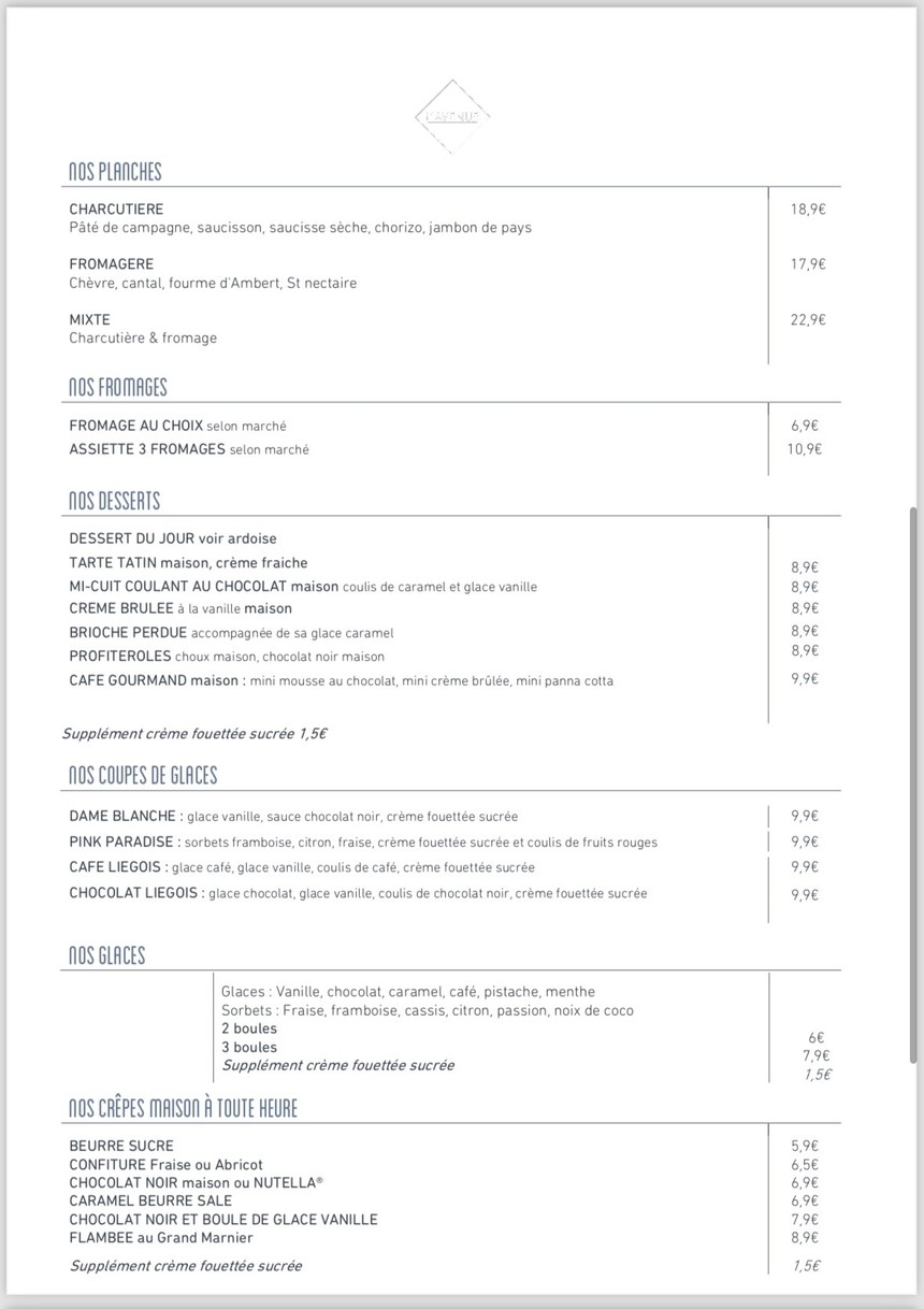 L'Avenue Bibliothèque 13 menu 1