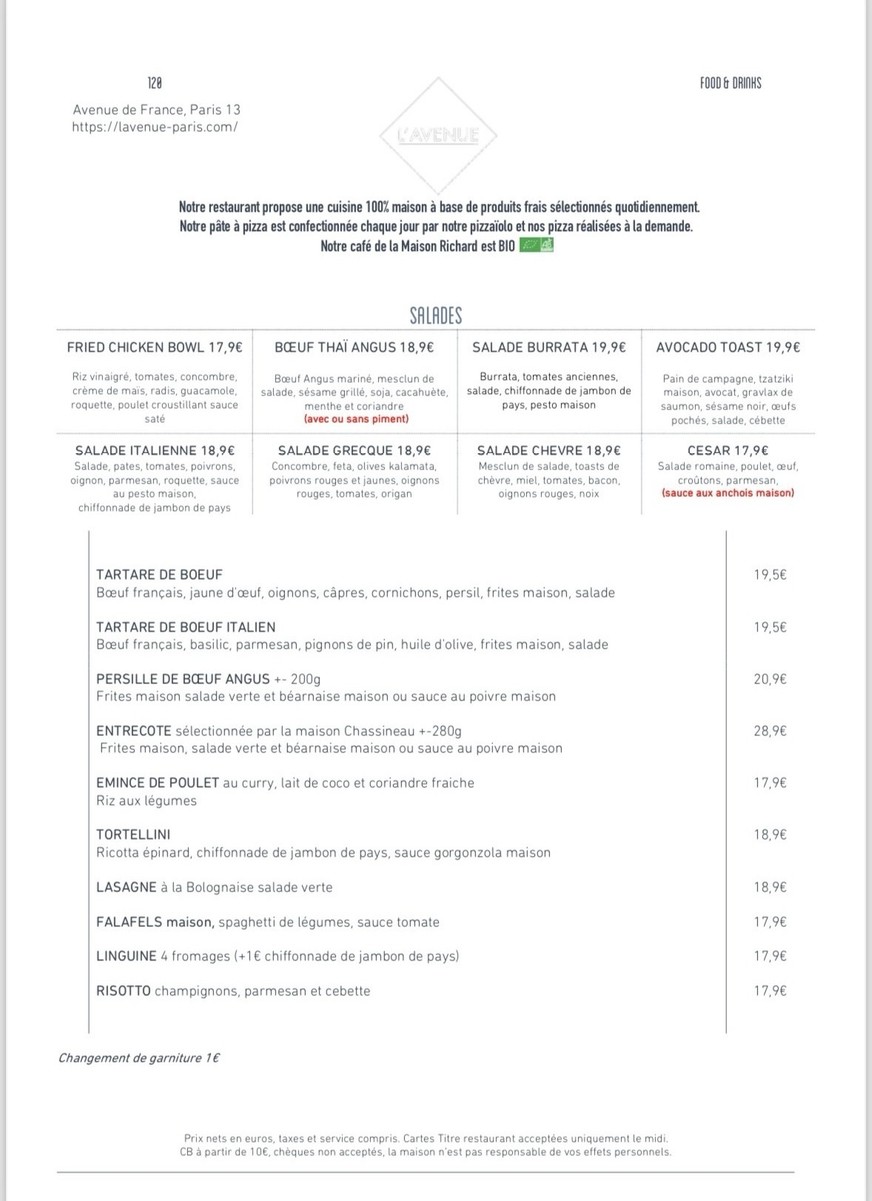 L'Avenue Bibliothèque 13 menu 2