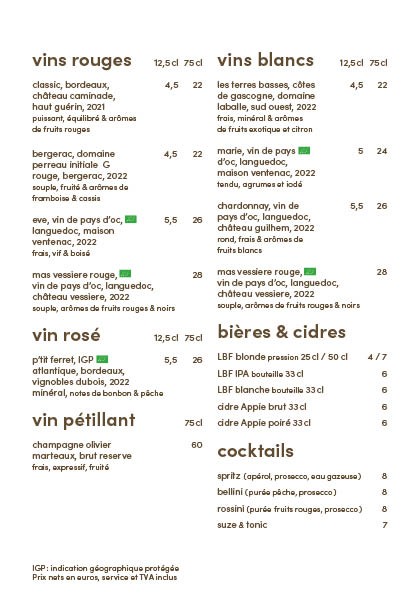 kawaa Daumesnil menu 2