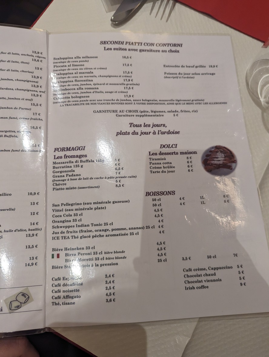 Trattoria Di Sapri menu 2