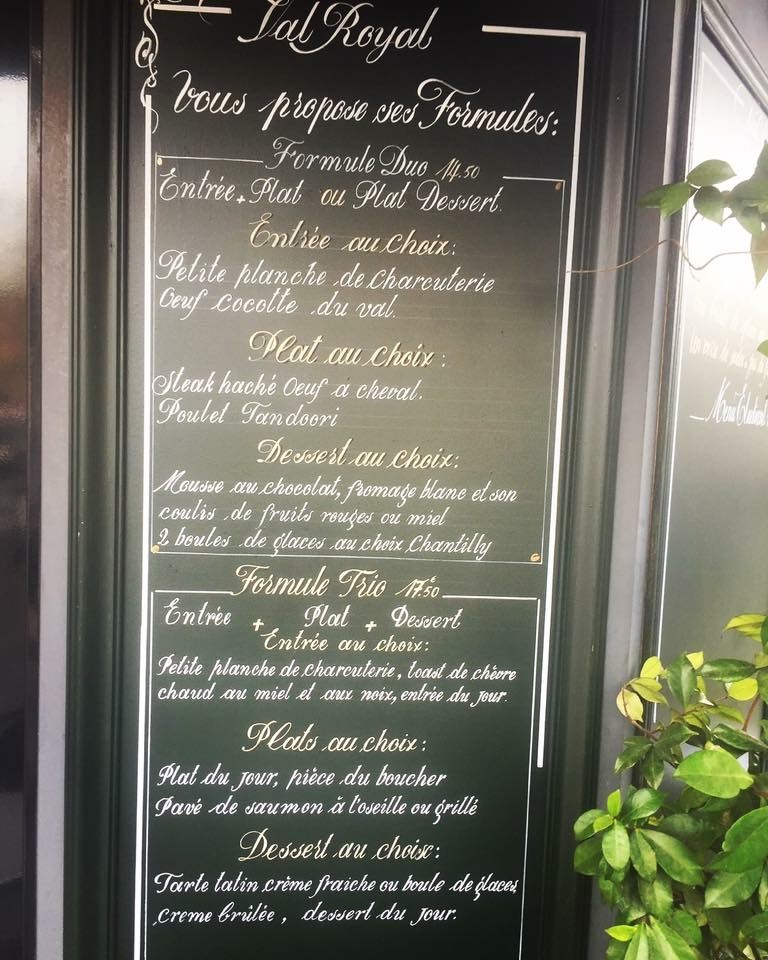 Le Val Royal menu 1