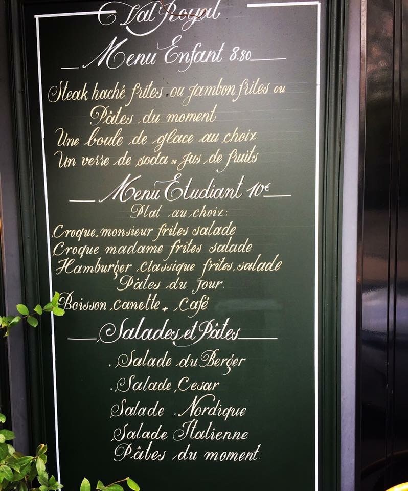 Le Val Royal menu 2