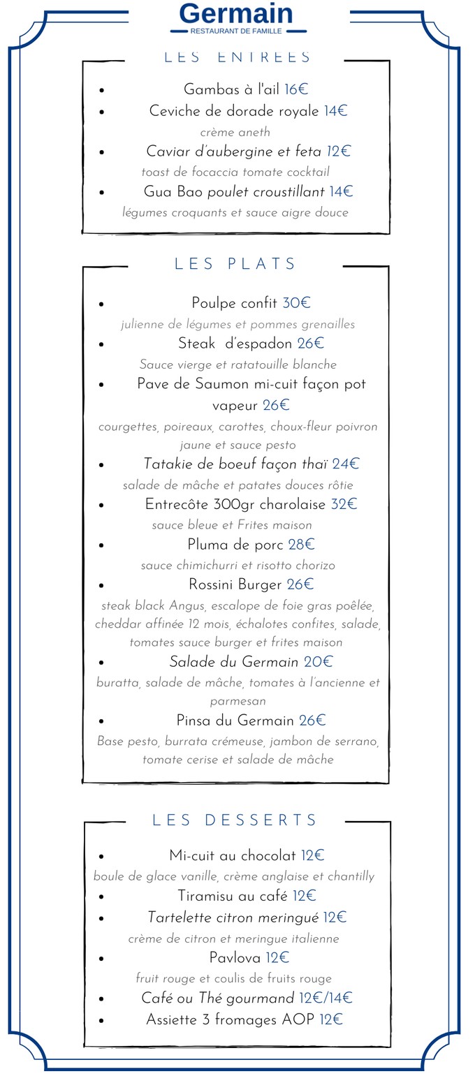 Germain menu 1