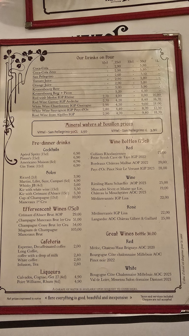 Bouillon Julien menu 3