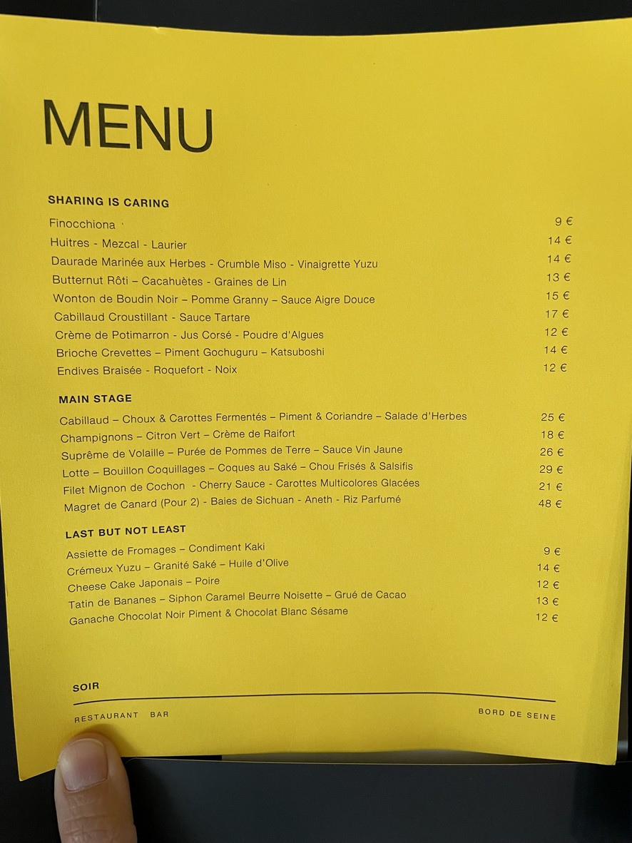 Maison Jaune menu 1