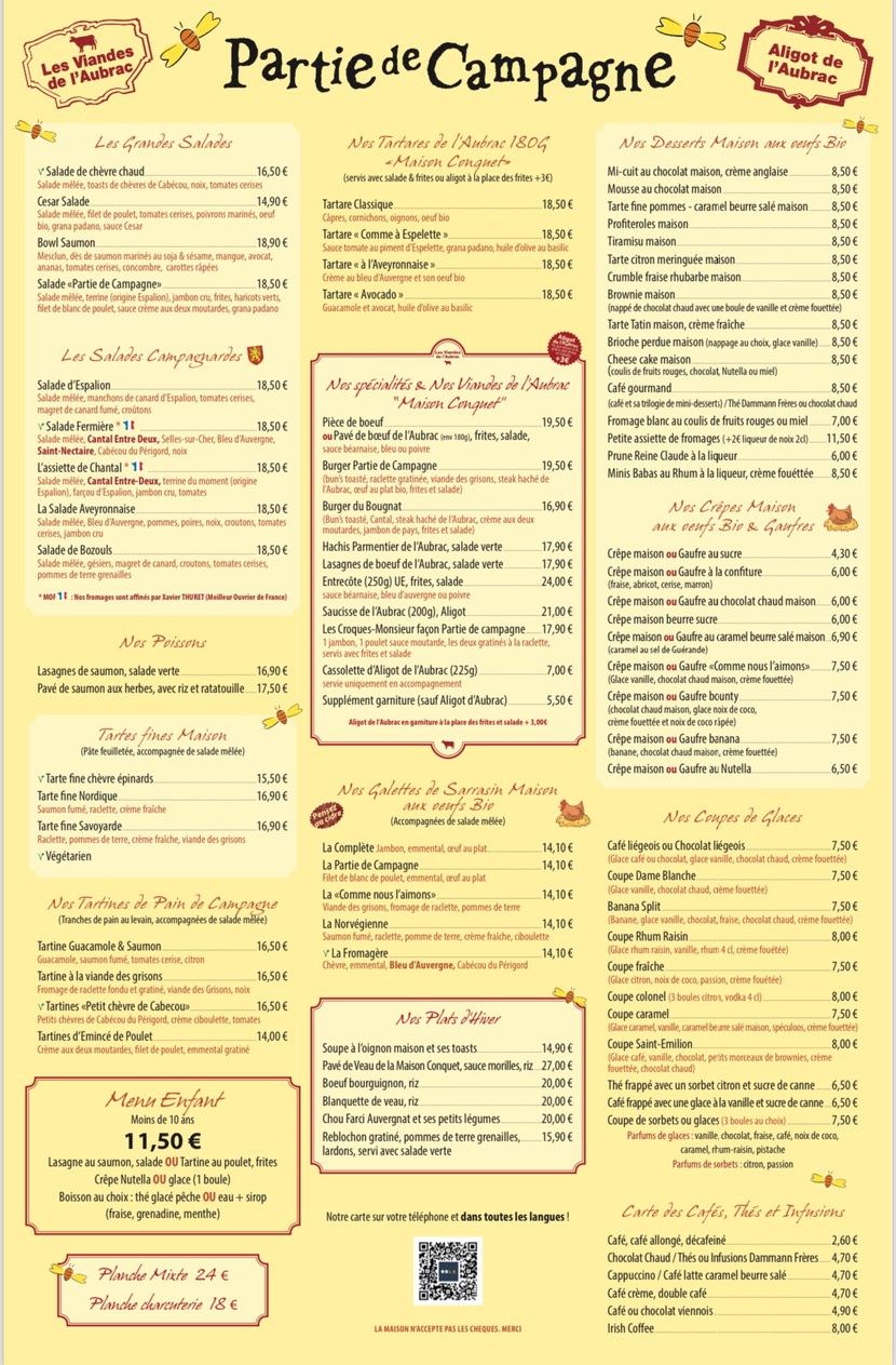 Partie de Campagne menu 2