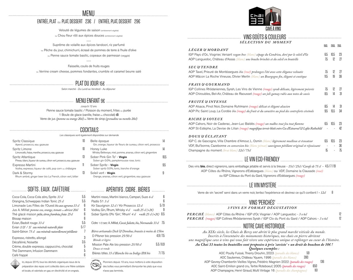 Chai 33 menu 2