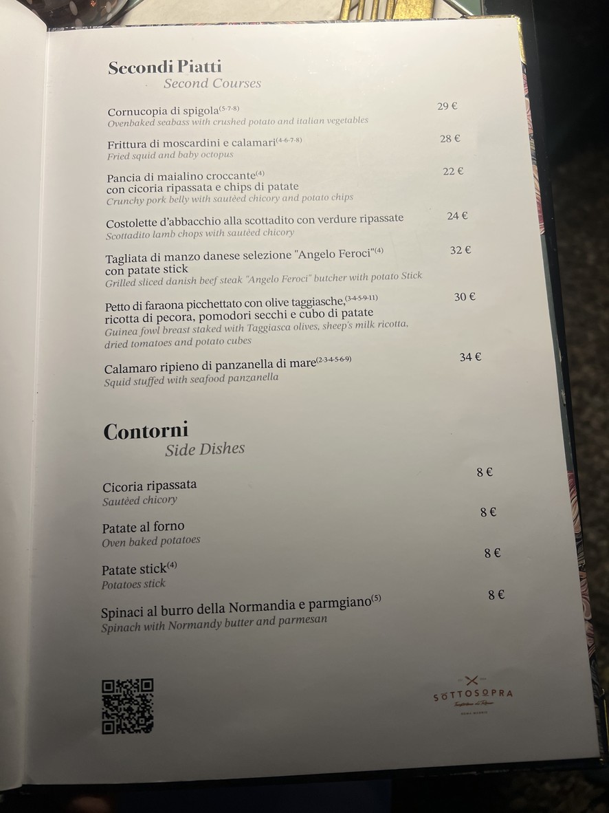 Sottosopra Trastevere menu 4