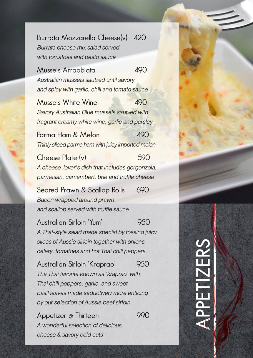@13 Wine & Dine - Italian Restaurant menu 1
