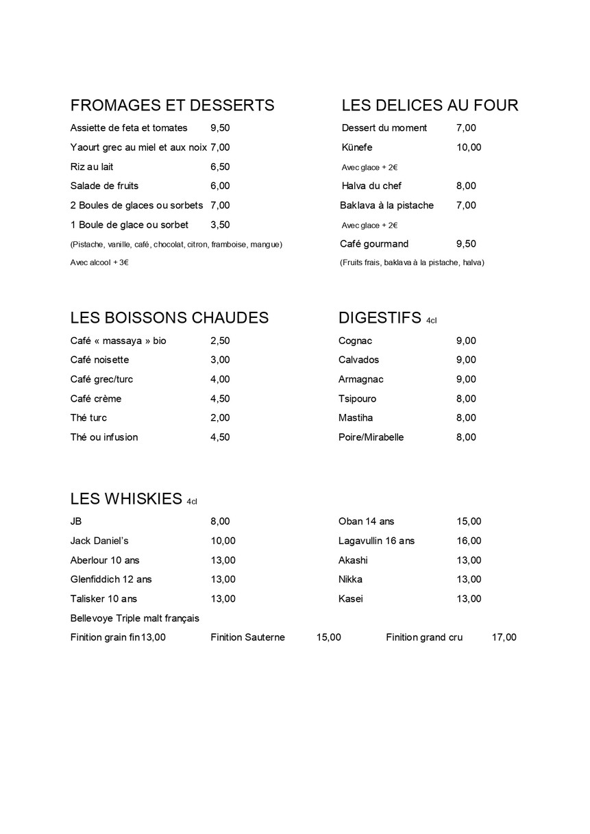 Le petit Zagros menu 4
