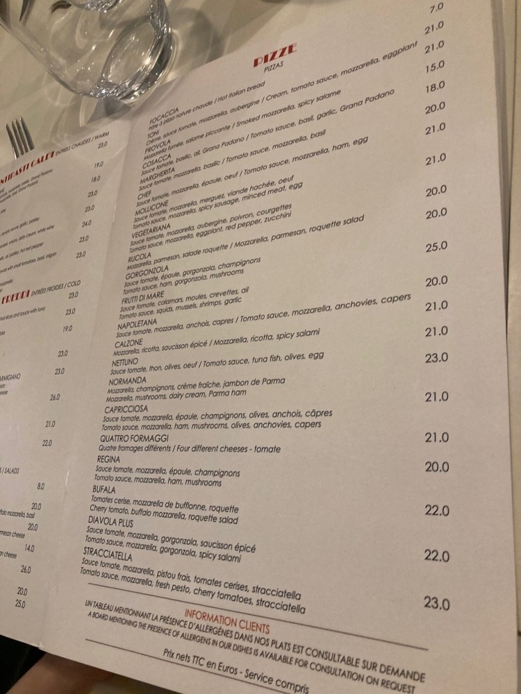 Ristorante Napoletano menu 1