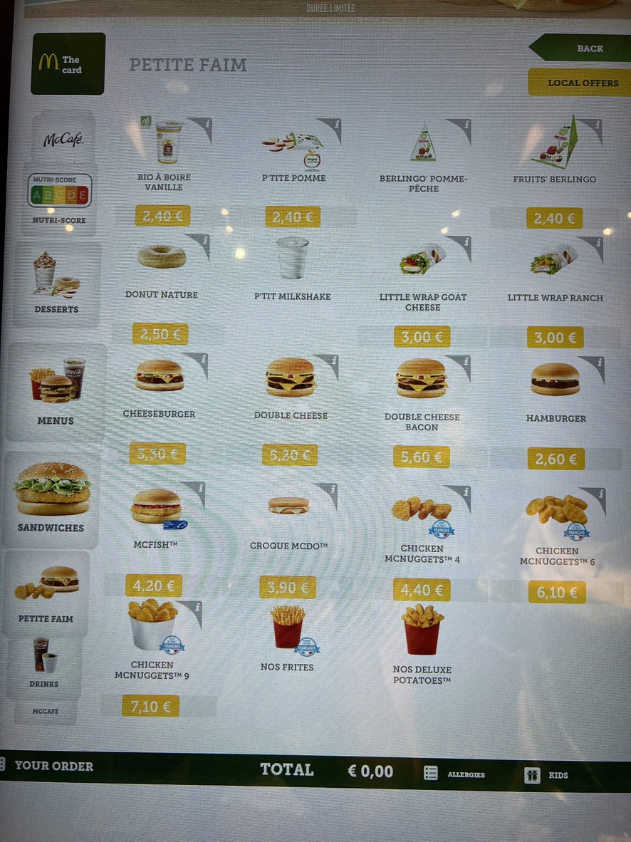McDonald's menu 1