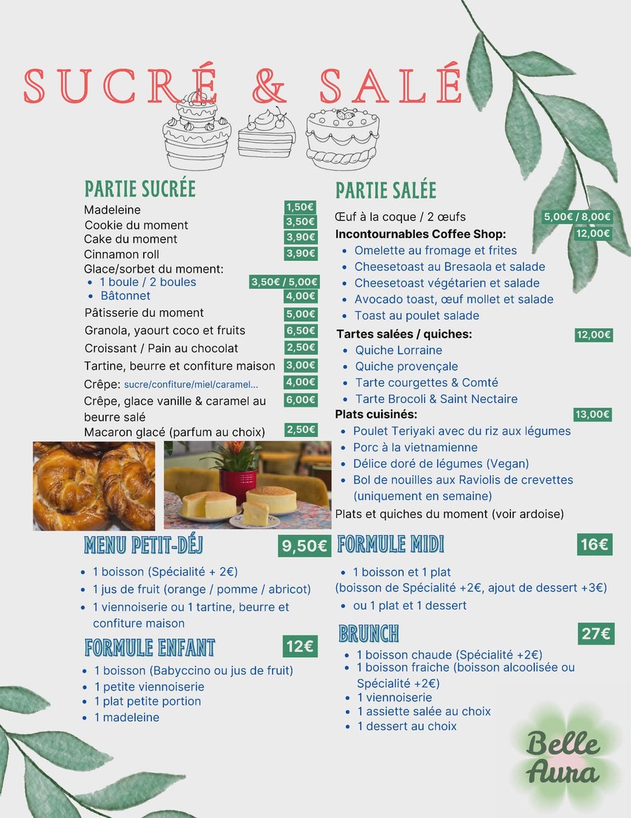 Ernestine Café menu 1