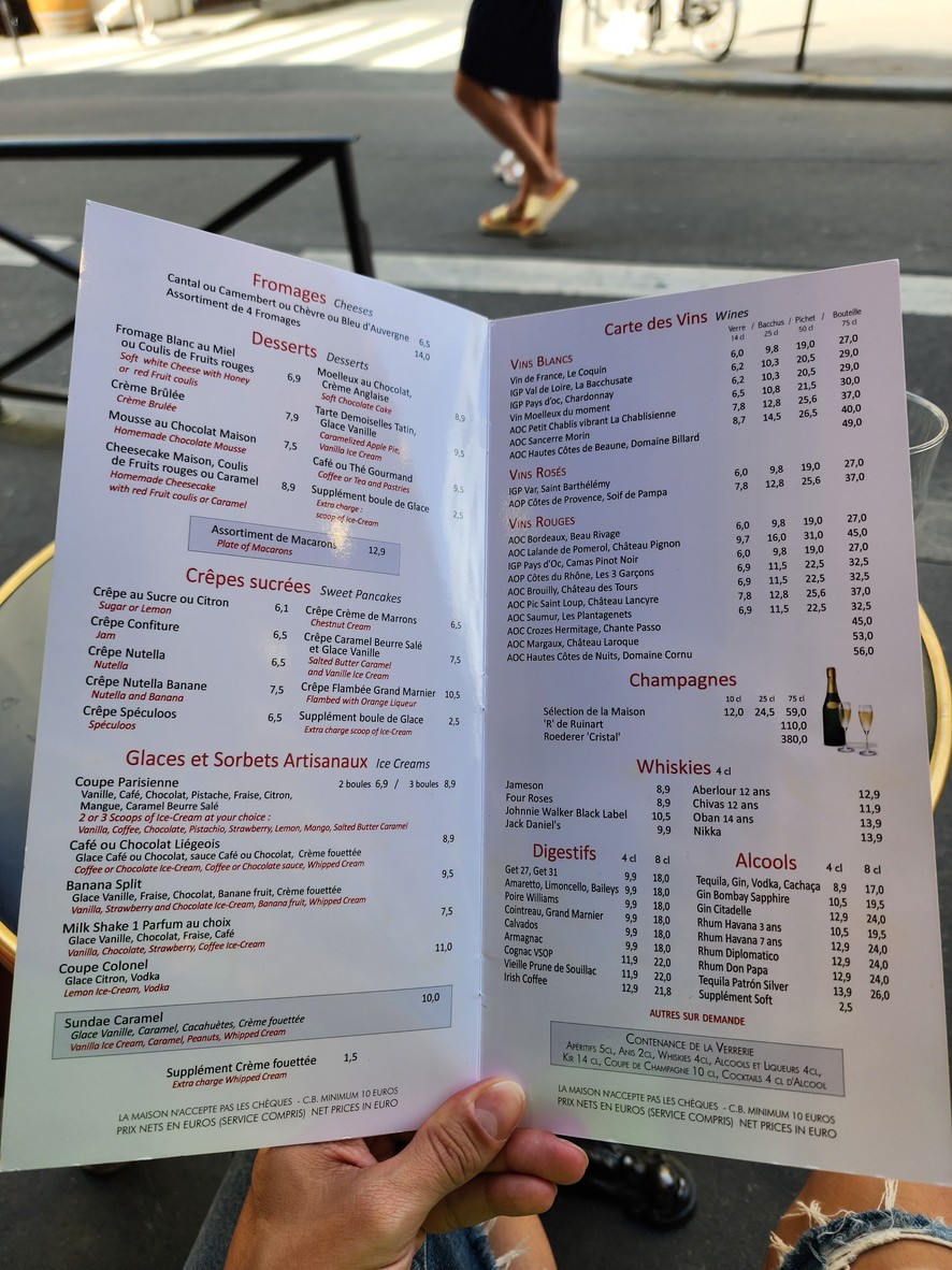 Au Vieux Comptoir menu 2