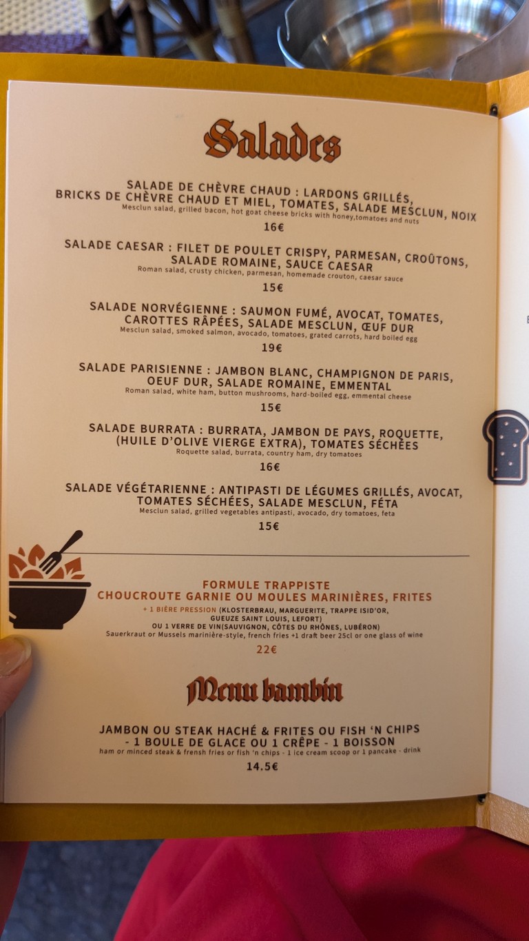 Au Trappiste menu 2