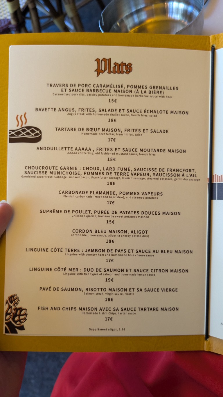 Au Trappiste menu 3