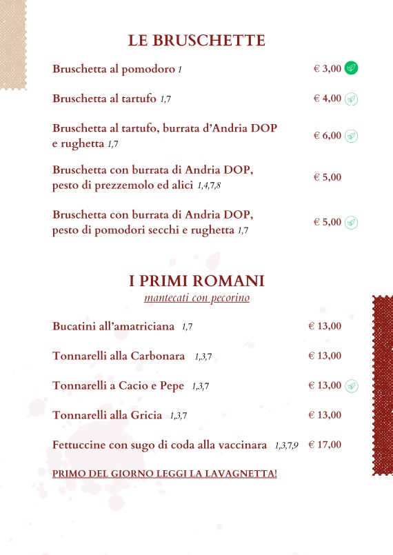 Da Vittorio a Portuense menu 2
