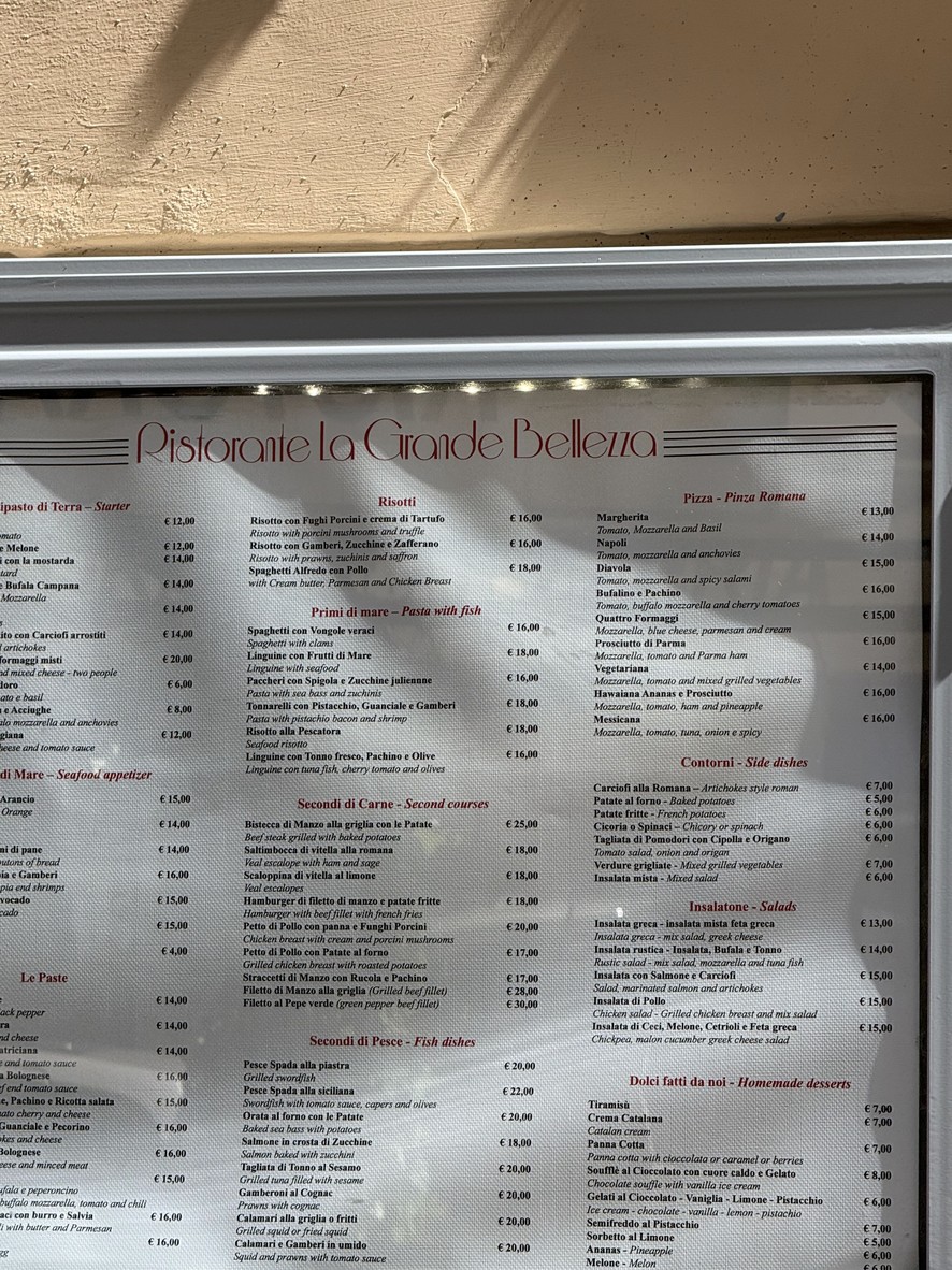 La Grande Bellezza | Ristorante Italiano menu 1