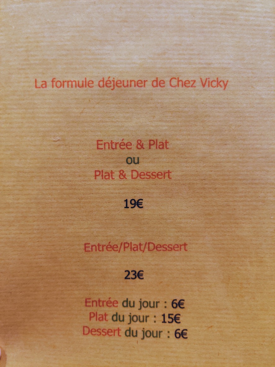 Chez Vicky menu 1