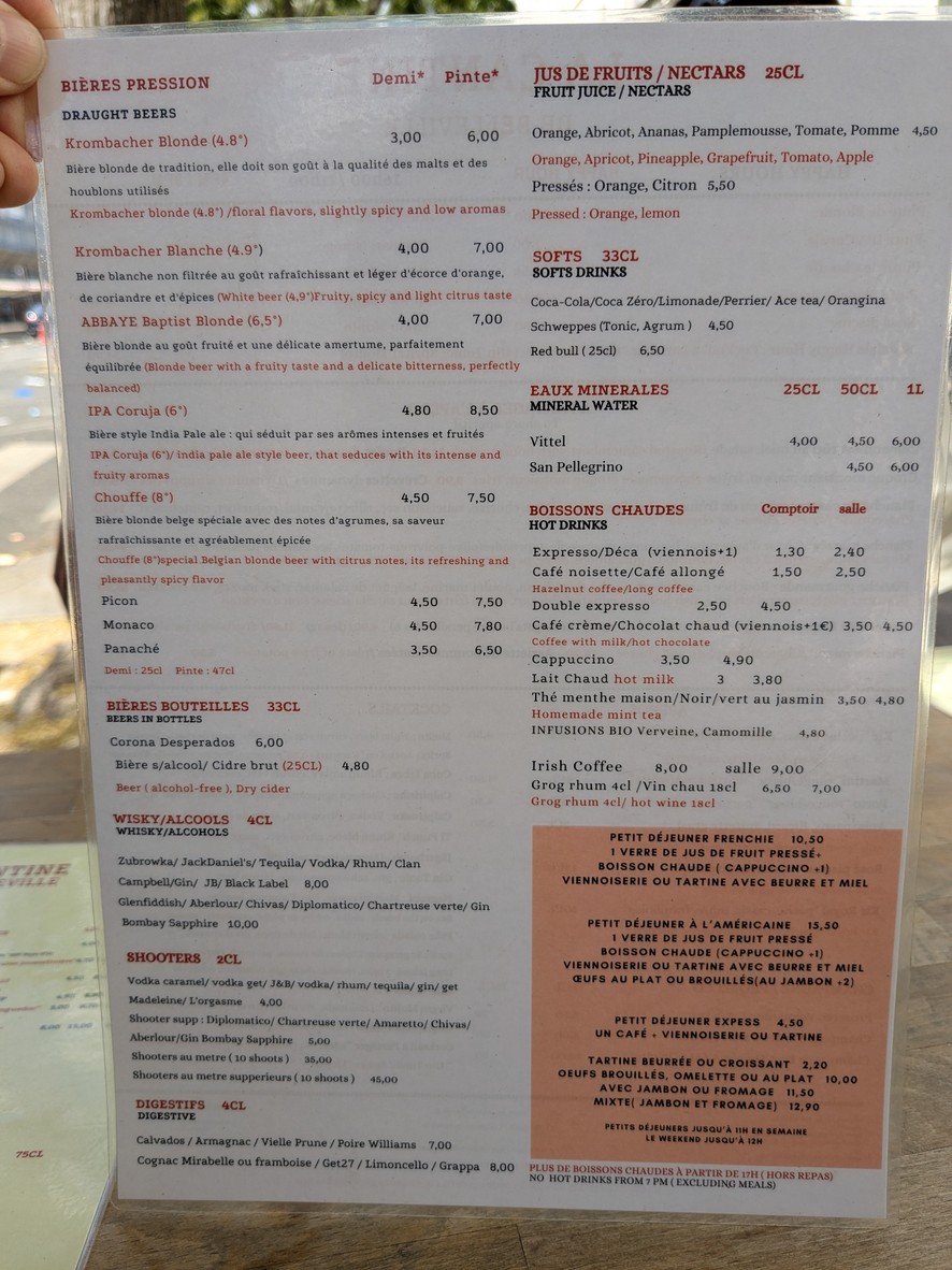 La cantine de Belleville menu 6