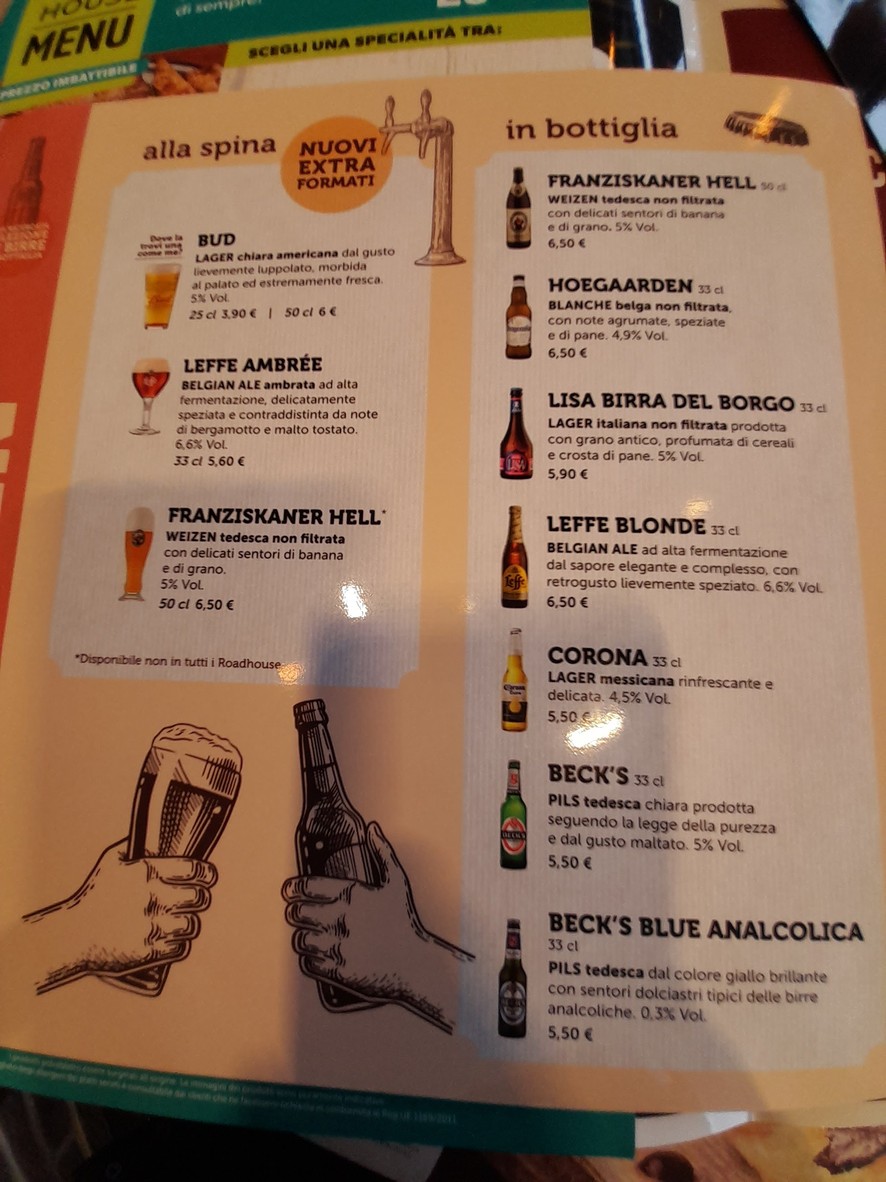 Roadhouse Restaurant Roma Battistini menu 9
