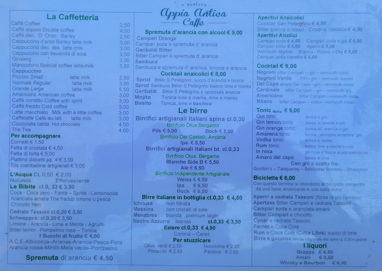 Appia Antica Caffè menu 3