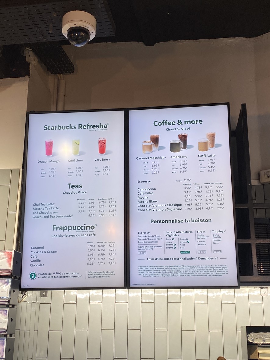 Starbucks menu 1