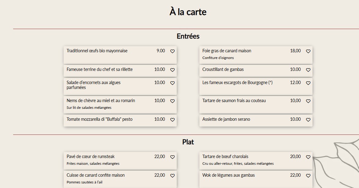 La Table des Ternes menu 3