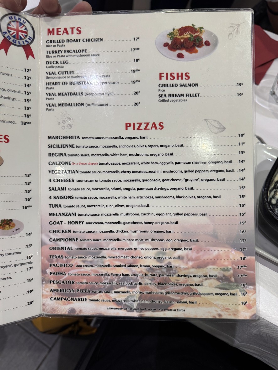 Restaurant italien pizzeria la gourmandise menu 2